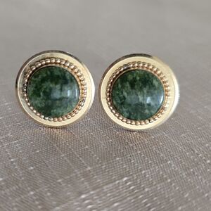 Elegant Gold and Green Cuff Links